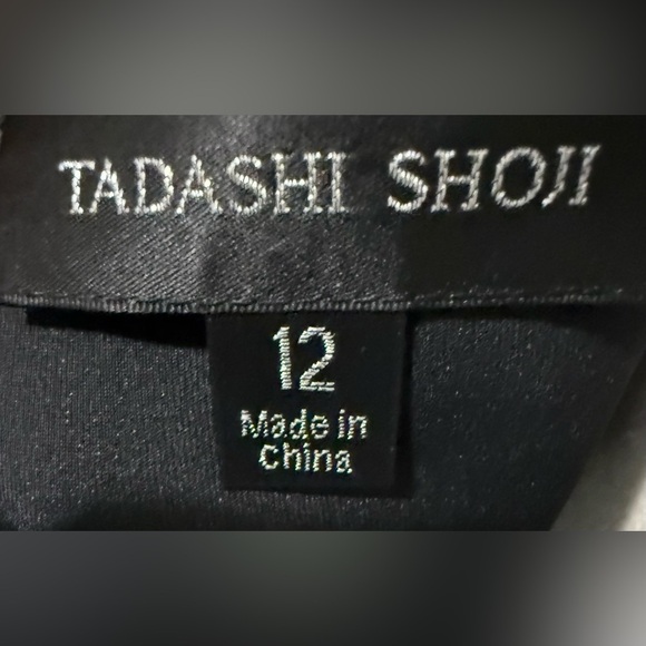 Tadashi Shoji lace gold appliqué sheer black dress- 12 - Picture 3 of 7